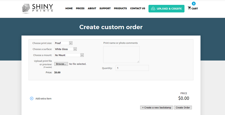 create custom order